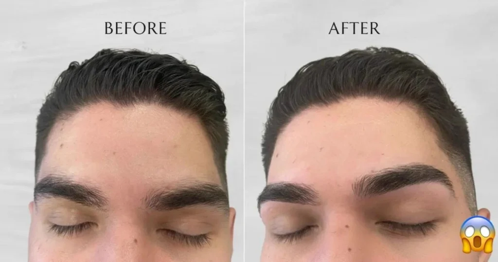 Men's Eyebrow Threading Before and After